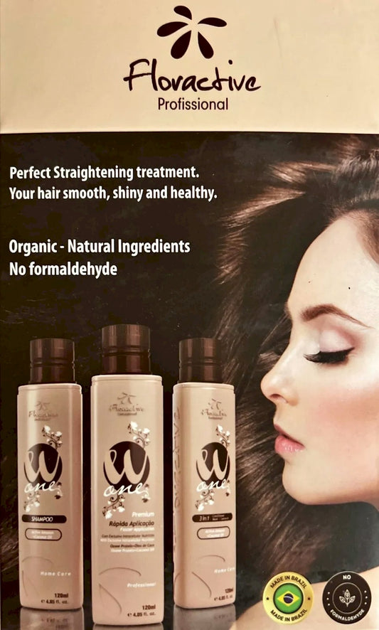 120ml FLORACTIVE WONE NANOPLASTY STRAIGHTENING HAIR Kit Nanoplasty+shampoo+cond